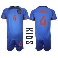 Holandsko Virgil van Dijk #4 Vonkajší Detský futbalový dres MS 2022 Krátky Rukáv (+ trenírky)